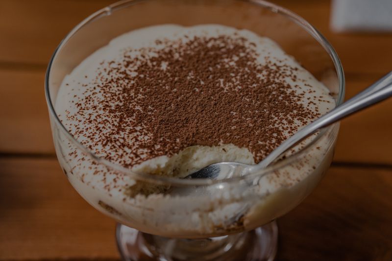 Classic Italian Tiramisu dusted with cocoa powder