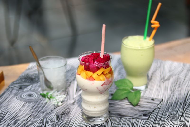 House Fruit Smoothie blended with tropical fruits and yogurt